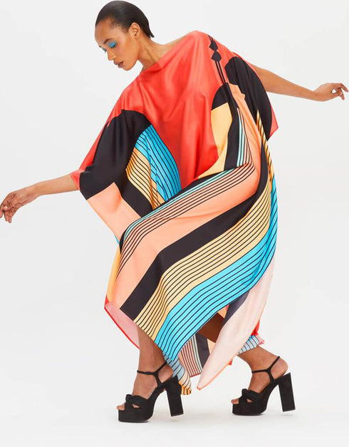 Peach Fancy Soft Satin Silk Kaftan multi color kaftan